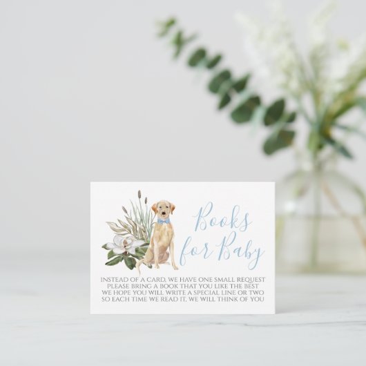ボーイドッグ赤ちゃんシャワーブックリクエストカード エンクロージャーカード (スタンド正面)