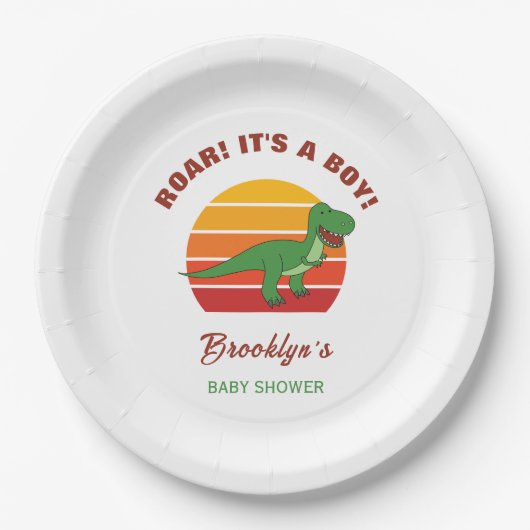 ボーイドーンディオナベビーシャワーレトロサンセット ペーパープレート (正面)