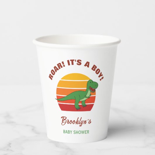ボーイドーンディオナベビーシャワーレトロサンセット 紙コップ (正面)
