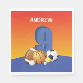 ボーイナックス誕生日スポーツボール スタンダードランチョンナプキン