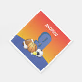 ボーイナックス誕生日スポーツボール スタンダードランチョンナプキン (角)