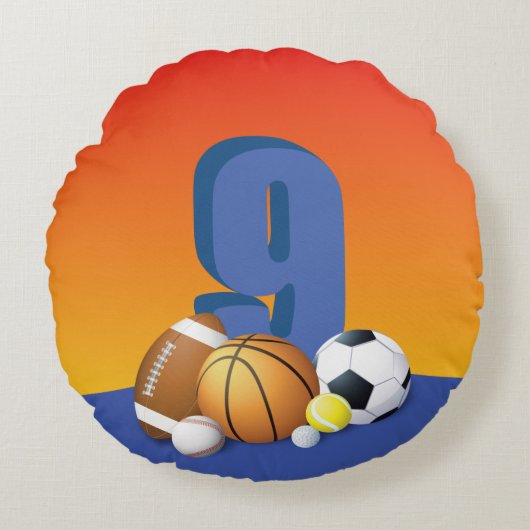 ボーイナックス誕生日スポーツボール ラウンドクッション (正面)