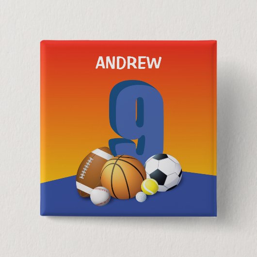 ボーイナックス誕生日スポーツボール 缶バッジ (正面)