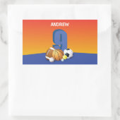 ボーイナックス誕生日スポーツボール 長方形シール (バッグ)