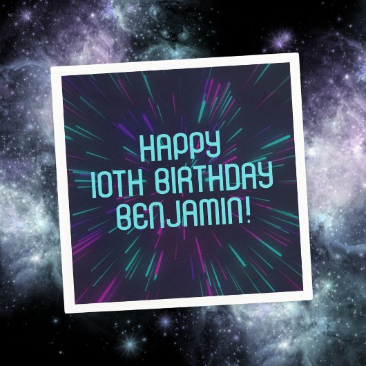 ボーイネオンティール（緑がかった色）グローパーティー スタンダードカクテルナプキン