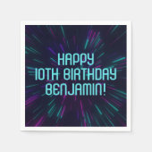 ボーイネオンティール（緑がかった色）グローパーティー スタンダードカクテルナプキン (正面)