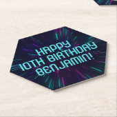 ボーイネオンティール（緑がかった色）グローパーティー ペーパーコースター (アングル)