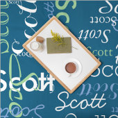 ボーイネームタイポグラフィ海ブルー フリースブランケット