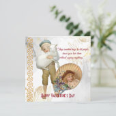 ボーイハグシープフラワーガールヴィンテージバレンタインカード (スタンド正面)