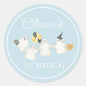 ボーイハロウィーン幽霊誕生日パーティー ラウンドシール (正面)