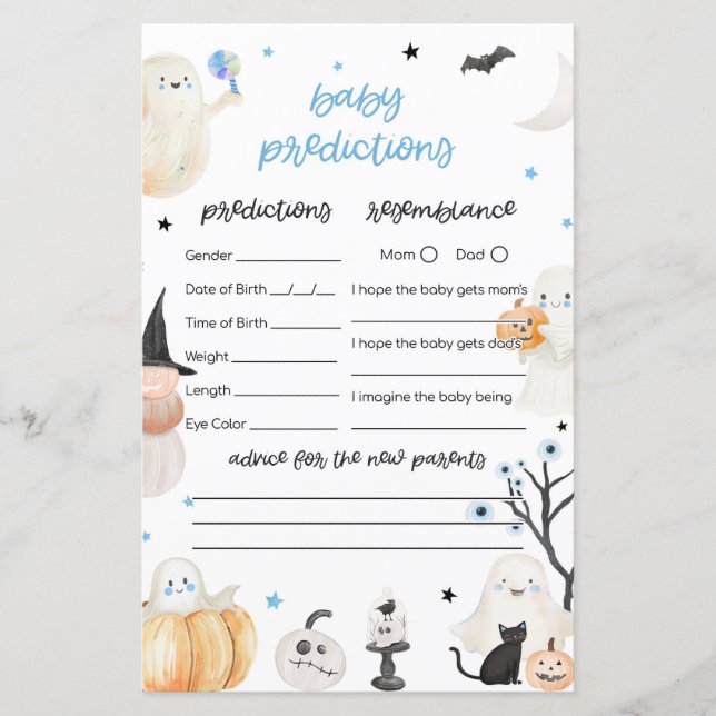 ボーイハロウィーン赤ちゃんシャワーベビー予測ゲーム (正面)