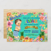 ボーイハワイアンルアウ（ハワイ式宴会）誕生日パーティー 招待状 (正面/裏面)