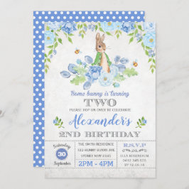 ボーイバニー第2誕生日パーティーガーデンブルーフローラ 招待状