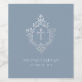 ボーイバプティスクレストダスティブルーエレガントヴィンテージ ワインラベル (シングルラベル)