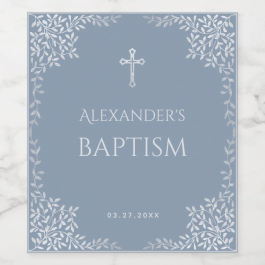 ボーイバプティスダスティブルーフェイクシルバークロス&離れズ ワインラベル (シングルラベル)