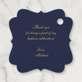 ボーイバプティスネイビーブルーヴィンテージクレスト金ゴールドクロス フェイバータグ (裏面)