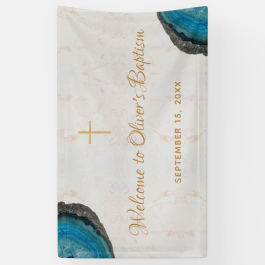 ボーイバプティスブルーグード大理石スクリプトへようこそ 横断幕 (縦)