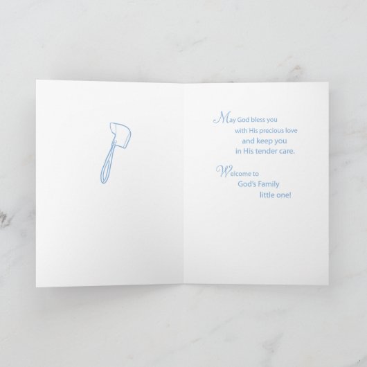 ボーイバプテスマおめでとうブルーと白い衣装 カード (内部)