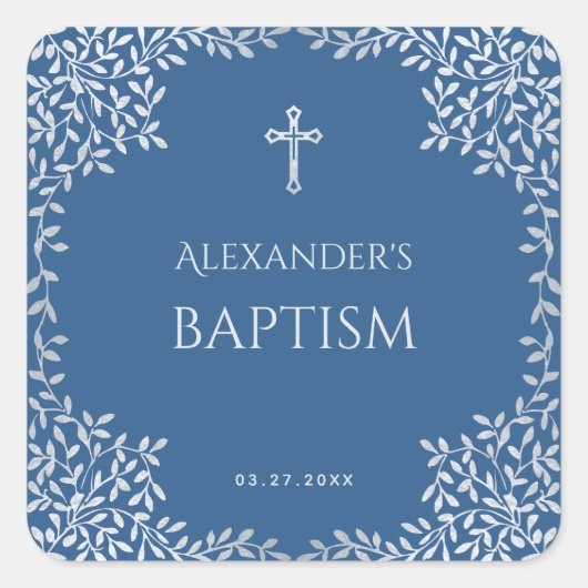 ボーイバプテスマクラシックスブルーフェイクシルバ離れークロス スクエアシール (正面)