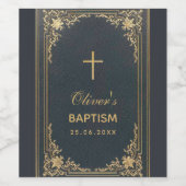 ボーイバプテスマヴィンテージ金ゴールドブルーエレガント ワインラベル (シングルラベル)