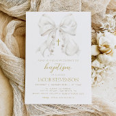 ボーイバプテスマ招待状ホワイトボウファースト聖餐式 招待状