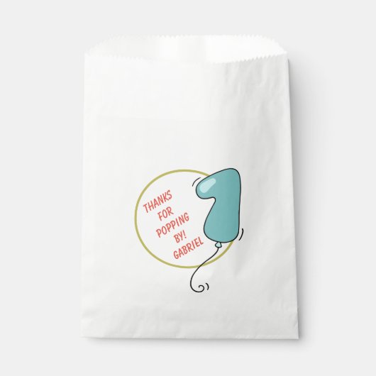 ボーイバルーンをテーマにした最初の誕生日 フェイバーバッグ (正面)