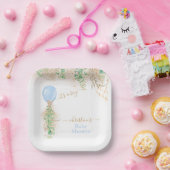 ボーイバルーンユーカリ金ゴールドグリッターベビーシャワー ペーパープレート (パーティー)