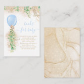 ボーイバルーンユーカリ金ゴールドグリッター本ベビー エンクロージャーカード (正面/裏面)