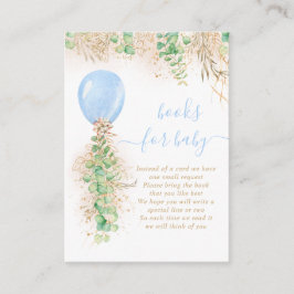 ボーイバルーンユーカリ金ゴールドグリッター本ベビー エンクロージャーカード