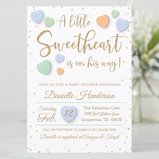 ボーイバレンタインハートベビーシャワー招待状 招待状