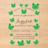 ボーイバースデーパーティーカエルテーマ アクリル招待状 (正面)