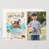 ボーイパイレーツ誕生日フォト招待状 招待状 (正面/裏面)