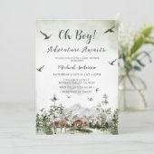 ボーイパインツリーディアフォレストマウンテンベビーシャワー 招待状 (スタンド正面)