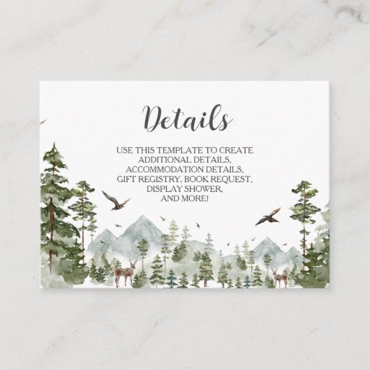 ボーイパインツリーフォレスト山赤ちゃんシャワー詳細 エンクロージャーカード (正面)