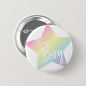 ボーイパステルのレインボースターベビーシャワー 缶バッジ (正面&裏面)
