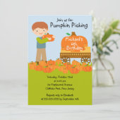 ボーイパンプキンピッキングバースデーパーティ招待状 招待状 (スタンド正面)