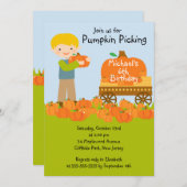 ボーイパンプキンピッキングバースデーパーティ招待状 招待状 (正面/裏面)