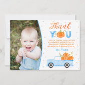 ボーイパンプキンブルートラック誕生日サンキューカード 招待状 (正面)