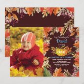 ボーイパンプキン秋誕生日招待状 招待状 (正面/裏面)