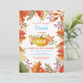 ボーイパンプキン秋誕生日招待状 招待状 (スタンド正面)