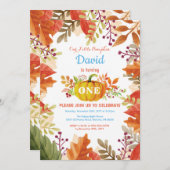 ボーイパンプキン秋誕生日招待状 招待状 (正面/裏面)