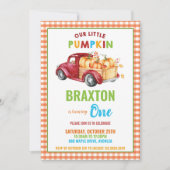 ボーイパンプキン1歳誕生日パーティーレッドハーベスト 招待状 (正面)