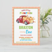 ボーイパンプキン1歳誕生日パーティーレッドハーベスト 招待状 (スタンド正面)