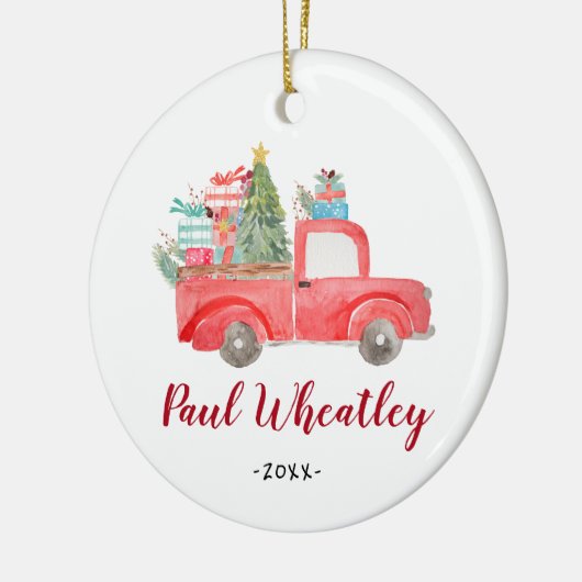 ボーイパーソナライズされたクリ生まれたばかりのスマストラックオーナメント セラミックオーナメント (左)