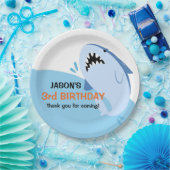 ボーイパーソナライズされたシャーク誕生日パーティー ペーパープレート (パーティー)