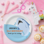 ボーイパーソナライズされたシャーク誕生日パーティー ペーパープレート (パーティー)