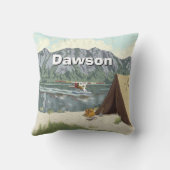 ボーイパーソナライズされたズキツネウッドランドキャンピングマウンテン クッション (裏面)