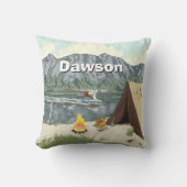 ボーイパーソナライズされたズルームウッドランドキャンピングマウンテン クッション (正面)