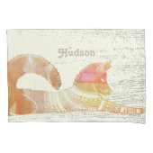 ボーイパーソナライズされたズルームキツネウッドのテクスチャ 枕カバー (正面)