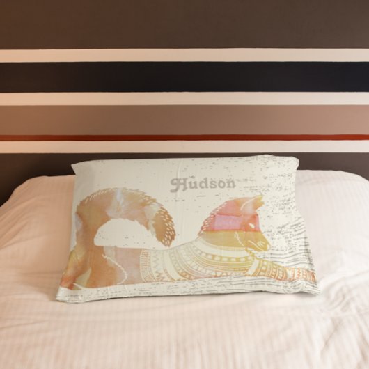 ボーイパーソナライズされたズルームキツネウッドのテクスチャ 枕カバー